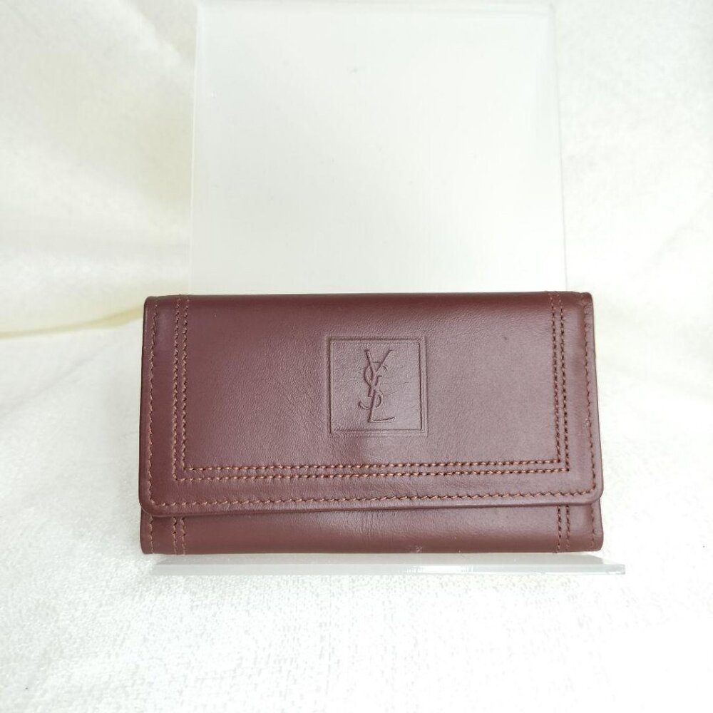 Yves Saint Laurent 4-Key Case, Bordeaux, Genuine Leather